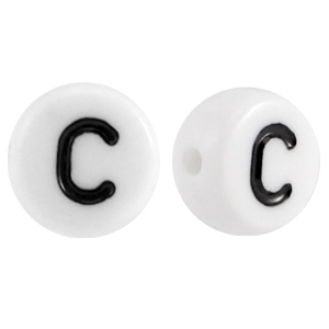 Perles acryliques alphabet lettre C blanc