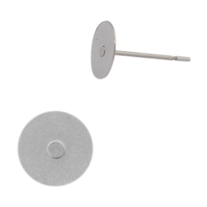 Boucles d'oreilles en acier inox pour cabochon 12mm argent&eacute; 
