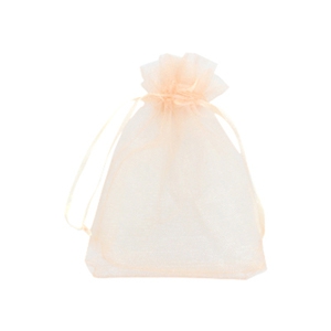 Sachet &agrave; bijoux en organza 9x12cm abricot p&ecirc;che
