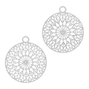 Pendentifs boh&egrave;mes avec anneau 13mm argent&eacute;