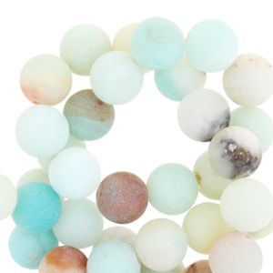 Pierres naturelles Calc&eacute;doine (Quartz) 8mm mat Turquoise multicolore
