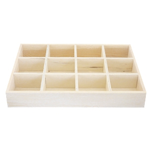 Pr&eacute;sentoir bijoux en bois 12 cases naturel (couleur naturelle du bois)