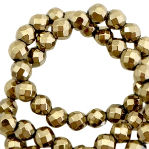 Perles h&eacute;matites facett&eacute;es rond 4mm dor&eacute; antique