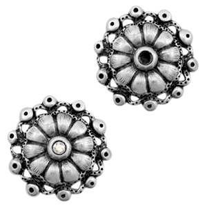 Breloques en m&eacute;tal TQ fleur avec serti pour Swarovski SS24 argent&eacute; antique
