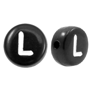 Perles acryliques alphabet lettre L noir