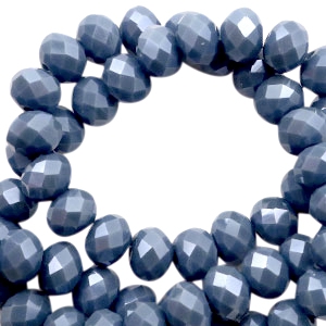 Perles &agrave; facettes 4x3mm disque bleu airforce