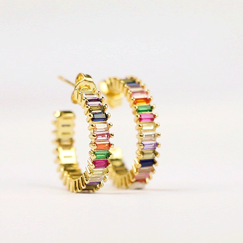 Magnifiques bijoux arc-en-ciel en Zirconium 